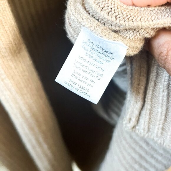 Revolve x Show Me Your Lombardi Long Faux Fur Cardigan in Taupe Tan Brown  L - Picture 7 of 9